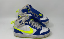 Load image into Gallery viewer, Nike Boys Court Borough 2 HJ9241-488 White Blue Neon Green Sneaker Shoes Size 4Y