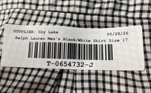 Load image into Gallery viewer, Ralph Lauren Mens Black White Check Cotton Slim Fit Collared Dress Shirt Size 17