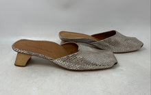 Load image into Gallery viewer, L'Amour Des Pieds Womens Winoc Silver Snakeskin Mini Mule Heels Size 9.5M