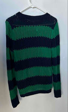 Load image into Gallery viewer, Loft Womens Blue Green Striped Long Sleeve Crew Neck Pullover Sweater Size M