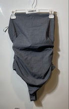 Load image into Gallery viewer, Zara Womens Gray Strapless Square Neck Ruched Bodysuit Blouse Top Size Medium
