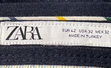 Load image into Gallery viewer, Zara Mens Blue Striped Flat Front Pockets Straight Leg Dress Pants Size 32