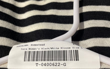 Load image into Gallery viewer, Zara Womens Black White Striped Long Sleeve Crew Neck Blouse Top Size Large