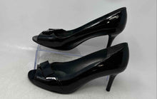 Load image into Gallery viewer, Stuart Weitzman Womens Black Patent Leather Peep Toe Slip-On Pump Heels Size 9M