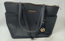 Load image into Gallery viewer, Michael Kors Womens Black Inner Pockets Double Handle Shoulder Tote Bag