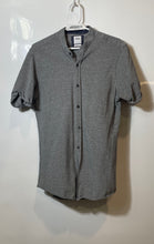 Load image into Gallery viewer, Zara Mens Gray Collared Slim Fit Short Sleeve Button-Up Shirt Size Large
