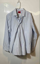 Load image into Gallery viewer, Hugo Boss Mens Light Blue Plaid Long Sleeve Slim Fit Dress Shirt Size 17 1/2