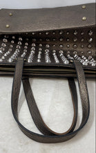 Load image into Gallery viewer, Traci Lynn Womens Brown Color Studded Double Handle Shoulder Tote Bag