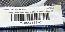Load image into Gallery viewer, Tommy Hilfiger Mens Blue Plaid Stretch Slim Fit Dress Shirt Size M 15.5 34/35