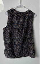 Load image into Gallery viewer, Lauren Ralph Lauren Womens Blue Multicolor Geometric Sleeveless Blouse Top Sz L
