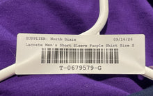 Load image into Gallery viewer, Lacoste Mens Purple Cotton Spread Collar Short Sleeve Polo Shirt Size Small