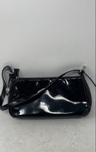 Load image into Gallery viewer, Juicy Couture Womens Black Faux Patent Leather Rhinestone Logo Shoulder Bag