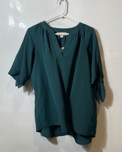 Load image into Gallery viewer, Michael Kors Womens Green Short Sleeve Split Neck Pullover Blouse Top Size M