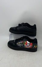 Load image into Gallery viewer, Ed Hardy Mens Skull Flame Black Leather Lace-Up Low Top Sneaker Shoes Size 5