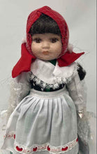 Load image into Gallery viewer, Royalton Collection Hand Painted Green Dress Red Scarf Porcelain Doll