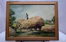 Load image into Gallery viewer, Home Decorative Wall Hanging Framed Harvesting Hay Scene Rectangle Art Painting