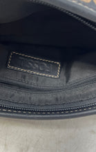 Load image into Gallery viewer, Fossil Womens Black Signature Print Adjustable Strap Inner Pocket Shoulder Bag