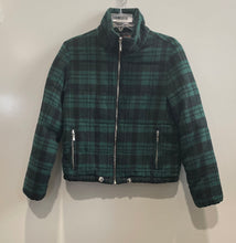 Load image into Gallery viewer, Guess Womens Green Black Tartan Plaid Long Sleeve Pockets Full-Zip Jacket Size S