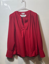 Load image into Gallery viewer, Calvin Klein Womens Red Long Sleeve Split Neck Blouse Top Size Large