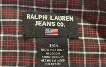Load image into Gallery viewer, Ralph Lauren Jeans Co. Mens Red Plaid Print Cotton Button-Up Shirt Size Small