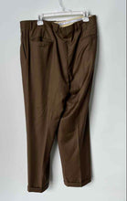Load image into Gallery viewer, Santorelli Mens Khaki Luxury Serge Pleated Front Straight Leg Dress Pants Sz 36