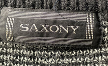 Load image into Gallery viewer, Saxony Mens Black Geometric Knit Genuine Leather On Front Pullover Sweater Sz M