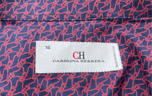 Load image into Gallery viewer, Authentic Carolina Herrera Mens Blue Red Geometric Print Dress Shirt Size 16