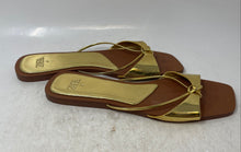 Load image into Gallery viewer, Zara Womens Brown Golden Open Toe Slip-On Flat Slide Sandals Size 41
