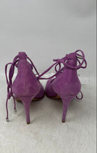 Load image into Gallery viewer, Coach Womens Kira Purple Suede Lace-Up Stiletto Heel Strappy Sandals Size 5B