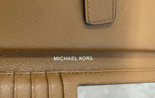 Load image into Gallery viewer, Michael Kors Womens Jet Set Gold-Tone Monogram Double-Zip Bifold Wallet