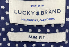 Load image into Gallery viewer, Lucky Brand Mens Blue Long Sleeve Slim Fit Dress Shirt Size L 16-16.5 34/35