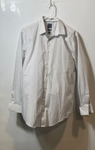 Load image into Gallery viewer, Calvin Klein Mens White Striped Stretch Slim Fit Dress Shirt Size 16 32/33