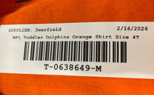 Load image into Gallery viewer, NFL Team Apparel Toddler Boys Orange Miami Dolphins Pullover T-Shirt Size 4T