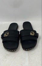 Load image into Gallery viewer, Karl Lagerfeld Womens Black Leather Charm Open Toe Slip-On Slide Sandals Size 6M