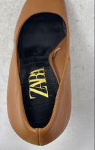 Load image into Gallery viewer, Zara Womens Brown Leather Slip-On Pointed Toe Stiletto Pump Heels Size 38