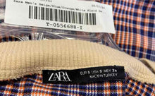 Load image into Gallery viewer, Zara Mens Beige Blue Orange White Plaid Sweater Size S