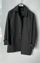 Load image into Gallery viewer, Banana Republic Mens Dark Gray Long Sleeve Button Front Trench Coat Size S