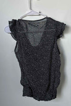 Load image into Gallery viewer, Zara Basic Womens Black Animal Print Flutter Sleeve Pullover Blouse Top Size M