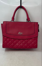 Load image into Gallery viewer, Guess Crimson Womens Red Faux Leather Quilted Shoulder Strap Satchel Handbag
