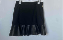 Load image into Gallery viewer, Michael Kors Womens Black Leather Hem Side-Zip A-Line Skirt Size Medium