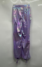 Load image into Gallery viewer, Hot & Delicious Womens Purple Holographic Ruched Jogger Pants Size Medium