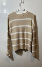 Load image into Gallery viewer, Max Studio Womens Beige White Striped Crew Neck Long Sleeve Pullover Sweater M