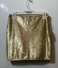 Load image into Gallery viewer, Forever 21 Womens Gold Sequin Side Zip High Waisted Mini Skirt Size Small