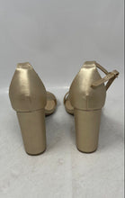 Load image into Gallery viewer, Lulus Womens Taylor Yellow Gold Tone High Block Ankle Strap Heels Size 10