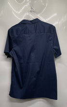 Load image into Gallery viewer, Calvin Klein Mens Blue Printed Short Sleeve Spread Collar Button-Up Shirt Size M