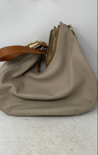 Load image into Gallery viewer, Valentina Womens Brown & Beige Genuine Leather Shoulder Strap Hobo Bag