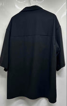 Load image into Gallery viewer, Zara Mens Black Collared Short Sleeve Boxy Fit Button-Up Shirt Size Large