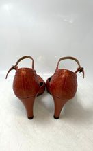 Load image into Gallery viewer, Antonio Melani Womens Dark Orange Leather Ankle Strap Heels Size 9.5M