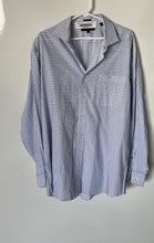 Load image into Gallery viewer, Tommy Hilfiger Mens White Blue Cotton Long Sleeve Collared Dress Shirt Size 17