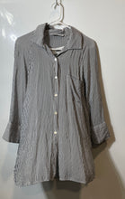 Load image into Gallery viewer, Zara Womens Gray White Striped Long Sleeve Collared Pockets Button-Up Shirt XS